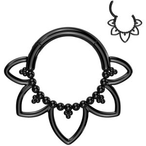 Piercing Street Piercing anneau segment titane noir coeurs perles (oreille, daith, septum) - Noir