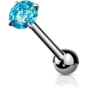 Piercing Street Piercing langue zirconium rond turquoise - Argente