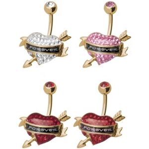 Piercing Street Piercing nombril Crystal Evolution Swarovski Dore Coeur Forever - Dore