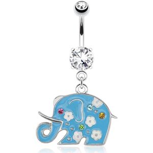 Piercing Street Piercing nombril elephant bleu - Argente