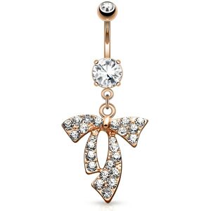 Piercing Street Piercing nombril or rose noeud pave strass - Or Rose