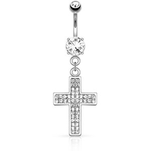 Piercing Street Piercing nombril croix pavee strass - Argente