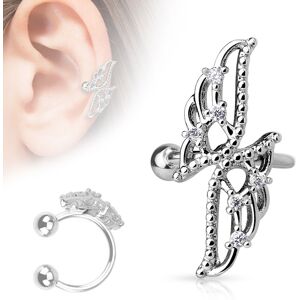 Piercing Street Faux piercing oreille ailes croisees - Argente