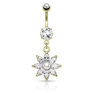 Piercing Street Piercing nombril plaque or fleur perle - Dore