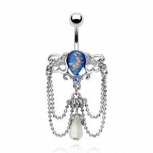 Piercing Street Piercing nombril chandelier opale bleu - Argente