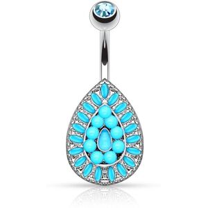 Piercing Street Piercing nombril larme turquoise - Argente