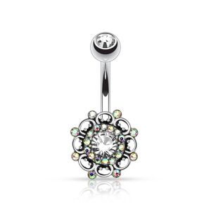 Piercing Street Piercing nombril vintage gemmes - Argente