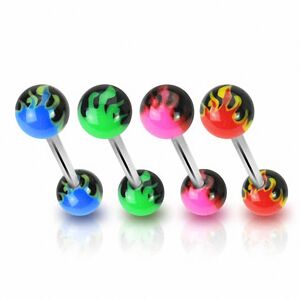 Piercing Street Piercing langue Boules acrylique Flammes - Multicolore