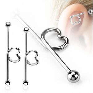 Piercing Street Piercing oreille Industriel Loop Coeur Boules - Argente