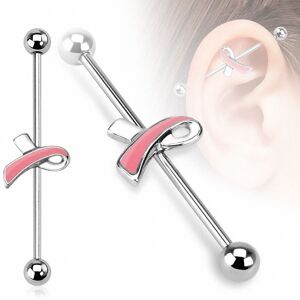 Piercing Street Piercing industriel oreille ruban rose - Argente