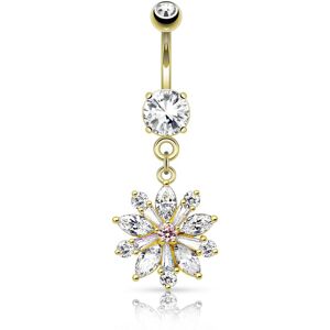 Piercing Street Piercing nombril plaque or pendentif fleur - Dore