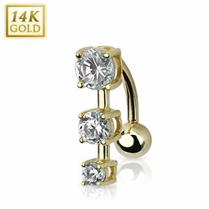 Piercing Street Piercing nombril inverse Or 14 carats gemmes ronds - Dore