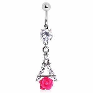 Piercing Street Piercing nombril tour eiffel rose - Argente