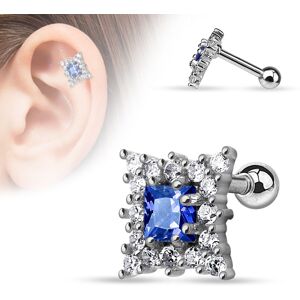 Piercing Street Piercing oreille cartilage carre bleu saphire - Argente