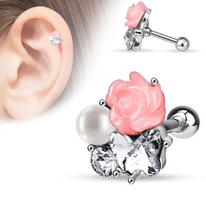 Piercing Street Piercing oreille cartilage fleur perle - Argente