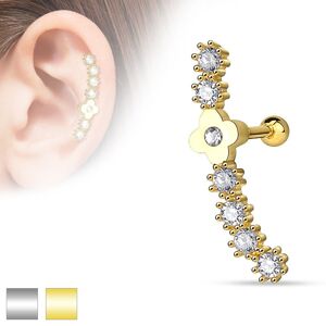 Piercing Street Piercing oreille cartilage fleur ligne de strass -