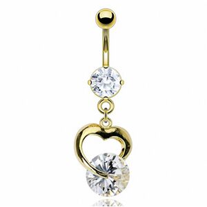 Piercing Street Piercing nombril Plaque Or Coeur Solitaire - Dore