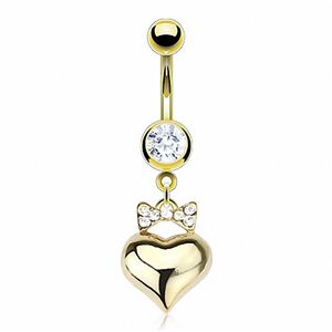 Piercing Street Piercing nombril plaque or coeur ruban - Dore