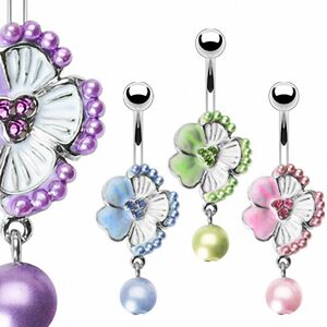 Piercing Street Piercing nombril Fleur et Perles - Argente