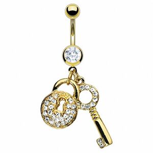 Piercing Street Piercing nombril Plaque Or Clef et Trou de serrure - Dore