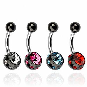 Piercing Street Piercing nombril Boules Titane anodise Multiples Gemmes - Multicolore