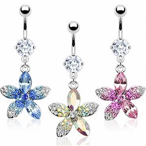 Piercing Street Piercing nombril Acier Pendentif Fleur Multi-Tons -