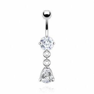 Piercing Street Piercing nombril Plaque Rhodium Gemme Goutte - Argente