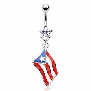 Piercing Street Piercing nombril Drapeau Puerto Rico - Argente