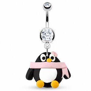 Piercing Street Piercing nombril Pendentif Pingouin Argile Durcie - Argente