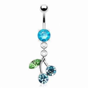 Piercing Street Piercing nombril Pendentif Cerise Gemmes - Argente