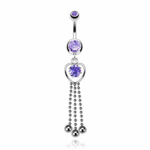 Piercing Street Piercing nombril Strass Coeur 3 Chaines - Argente