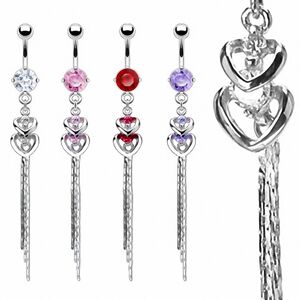 Piercing Street Piercing nombril Double Coeur Chaine - Argente