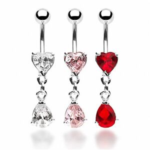 Piercing Street Piercing nombril Strass Coeur et Larme - Argente