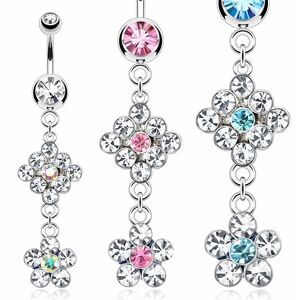 Piercing Street Piercing nombril double fleurs - Argente