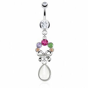 Piercing Street Piercing nombril ruban gemmes - Argente