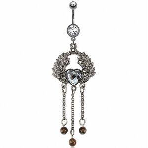 Piercing Street Piercing nombril coeur ailes hematite - Argente