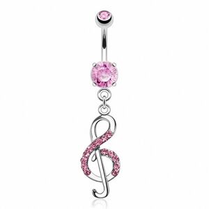 Piercing Street Piercing nombril clef de sol gemmes - Argente