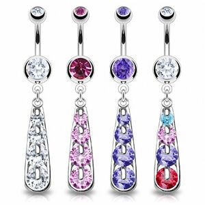 Piercing Street Piercing nombril pendentif 4 gemmes -