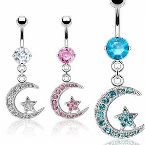 Piercing Street Piercing nombril lune et etoile -