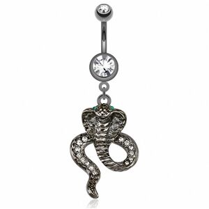 Piercing Street Piercing nombril hematite cobra - Argente