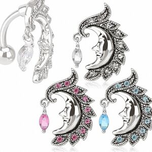 Piercing Street Piercing nombril inverse lune gemme - Argente