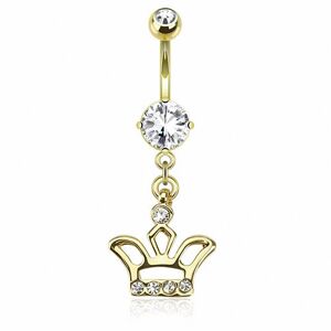 Piercing Street Piercing nombril plaque or pendentif couronne - Dore