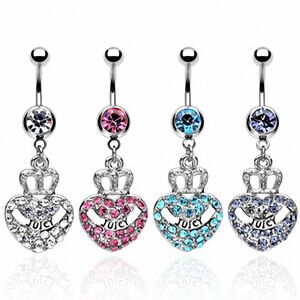 Piercing Street Piercing nombril pendentif coeur couronne -