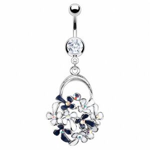 Piercing Street Piercing nombril bouquet fleurs - Argente