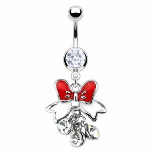 Piercing Street Piercing nombril noeud rouge blanc - Argente