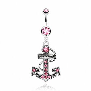 Piercing Street Piercing nombril ancre pave de gemmes - Argente