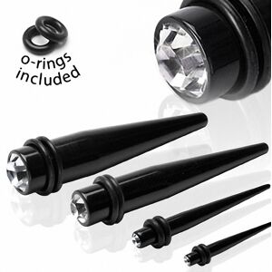 Piercing Street Piercing Ecarteur Acrylique Noir avec Strass - Noir