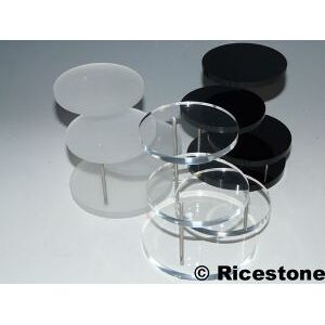 Ricestone 1c) Grand support acryl, 3 plateaux Ø 8 cm, présentoir de figurine.
