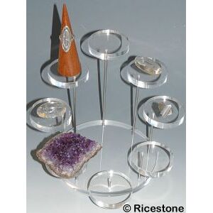 Ricestone 1ea) Volume de vitrine Acryl Ø15 cm, 8 plateaux Ø6 cm.