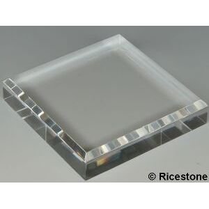 Ricestone 2l) Socle acrylique, presentoir plexiglas biseautee 10x10x2cm